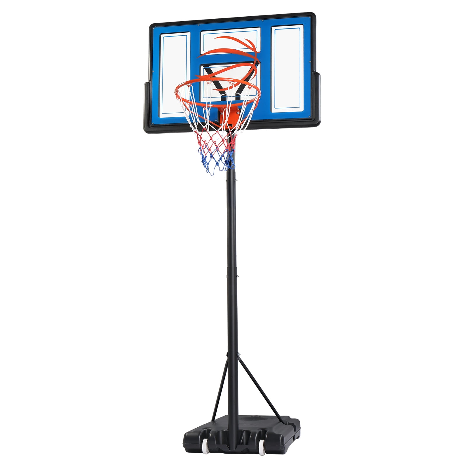 Ktaxon 44" Portable Basketball Hoop Outdoor, 4.4-10ft Height Adjustable, Shatterproof Backboard, Blue
