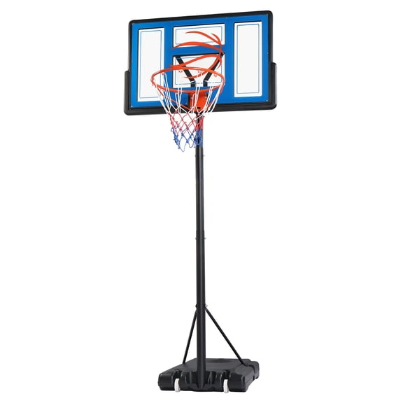 Ktaxon 44" Portable Basketball Hoop Outdoor, 4.4-10ft Height Adjustable, Shatterproof Backboard, Blue