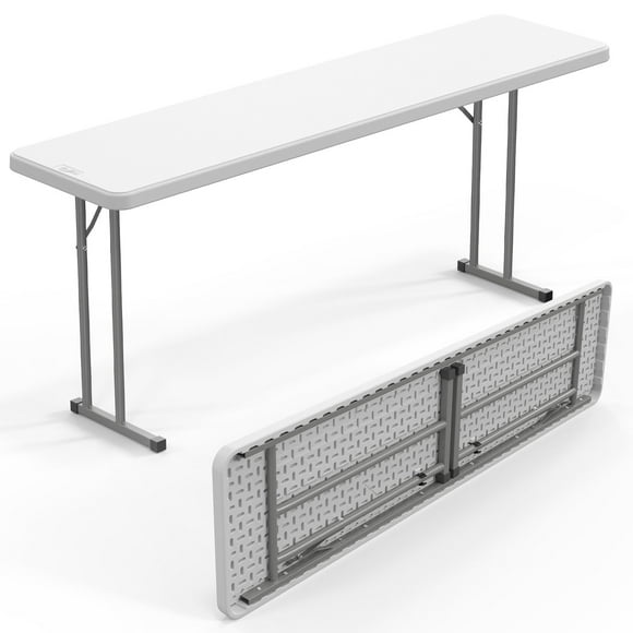 Ktaxon 6Ft Folding Narrow Table, Plastics Portable Long Table with Carrying Handle for Indoor Outdoor Patio Porch Garden, White