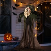 Ktaxon 6ft Crooked Pumpkin Man Animated Halloween Decoration Creepy Halloween Animatronics w/ Tilting Head   Touch Activated
