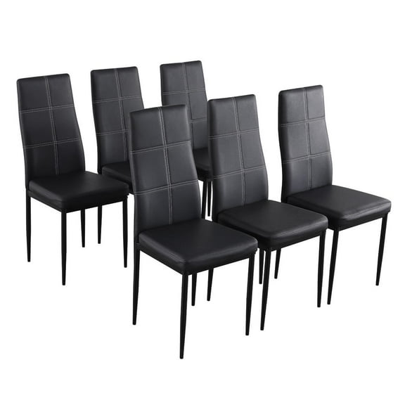 Ktaxon 6pcs  Dining Chairs Dining Set of 6 High PU Leather High Back ,Black