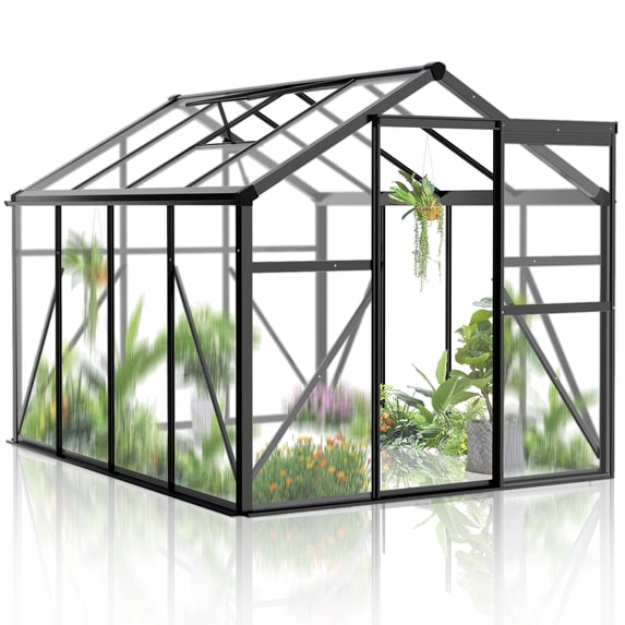 Ktaxon 6'x8' Gardening - Walk in Greenhouse, with Polycarbonate Aluminum Frame, Adjustable Vents, Sliding Door, Greenhouse for Outdoor