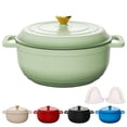 thumbnail image 1 of Ktaxon 7.5 Quart Enameled Cast Iron Dutch Oven with Upgraded Textured Handles Pre-Seasoned Cookware, Induction & Oven Safe up to 500°F, Green, 1 of 13