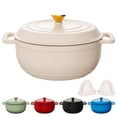 thumbnail image 1 of Ktaxon 7.5 Quart Enameled Cast Iron Dutch Oven with Upgraded Textured Handles Pre-Seasoned Cookware, Induction & Oven Safe up to 500°F, White, 1 of 13