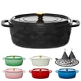 thumbnail image 1 of Ktaxon 7.5QT Enameled Cast Iron Dutch Oven with Upgraded Textured Handles, Oval Geometric Design, Oven Safe to 500°F, Obsidian Black, 1 of 13