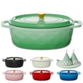 thumbnail image 1 of Ktaxon 7.5QT Enameled Cast Iron Dutch Oven with Upgraded Textured Handles, Oval Geometric Design, Oven Safe to 500°F, Sage Green, 1 of 13