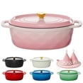 thumbnail image 1 of Ktaxon 7.5QT Enameled Cast Iron Dutch Oven with Upgraded Textured Handles, Oval Geometric Design, Oven Safe to 500°F, Blush Pink, 1 of 13