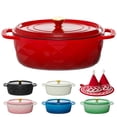 thumbnail image 1 of Ktaxon 7.5QT Enameled Cast Iron Dutch Oven with Upgraded Textured Handles, Oval Geometric Design, Oven Safe to 500°F, Cherry Red, 1 of 13