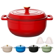 Ktaxon 7.5 Quart Enameled Cast Iron Dutch Oven with Upgraded Textured Handles Pre-Seasoned Cookware, Induction & Oven Safe up to 500 F, Red