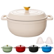 Ktaxon 7.5 Quart Enameled Cast Iron Dutch Oven with Upgraded Textured Handles Pre-Seasoned Cookware, Induction & Oven Safe up to 500°F, White