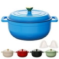 thumbnail image 1 of Ktaxon 7.5 Quart Enameled Cast Iron Dutch Oven with Upgraded Textured Handles Pre-Seasoned Cookware, Induction & Oven Safe up to 500°F, Blue, 1 of 13