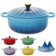 thumbnail image 1 of Ktaxon 7.5QT Enameled Cast Iron Dutch Oven with Upgraded Textured Handles, Petal-Shaped Design, Induction Compatible, Oven Safe to 500°F, Ocean Blue, 1 of 12
