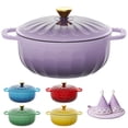 thumbnail image 1 of Ktaxon 7.5QT Enameled Cast Iron Dutch Oven with Upgraded Textured Handles, Petal-Shaped Design, Induction Compatible, Oven Safe to 500°F, Dusk Purple, 1 of 12