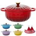 thumbnail image 1 of Ktaxon 7.5QT Enameled Cast Iron Dutch Oven with Upgraded Textured Handles, Petal-Shaped Design, Induction Compatible, Oven Safe to 500°F, Cherry Red, 1 of 12