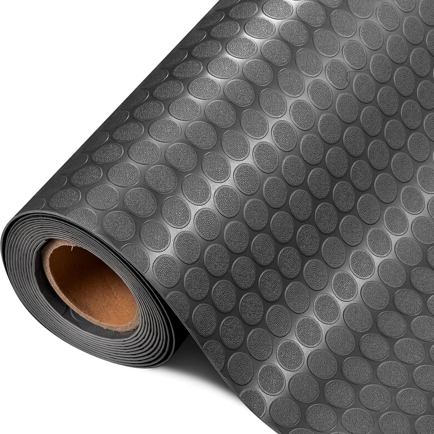 Ktaxon 7.5 x 17 FT Garage Floor Mat, Thickened Coin Plate PVC Garage Mats Flooring Roll for Under Car, Garage Car Parking Mats for Compact SUVS, Sports Car, Black