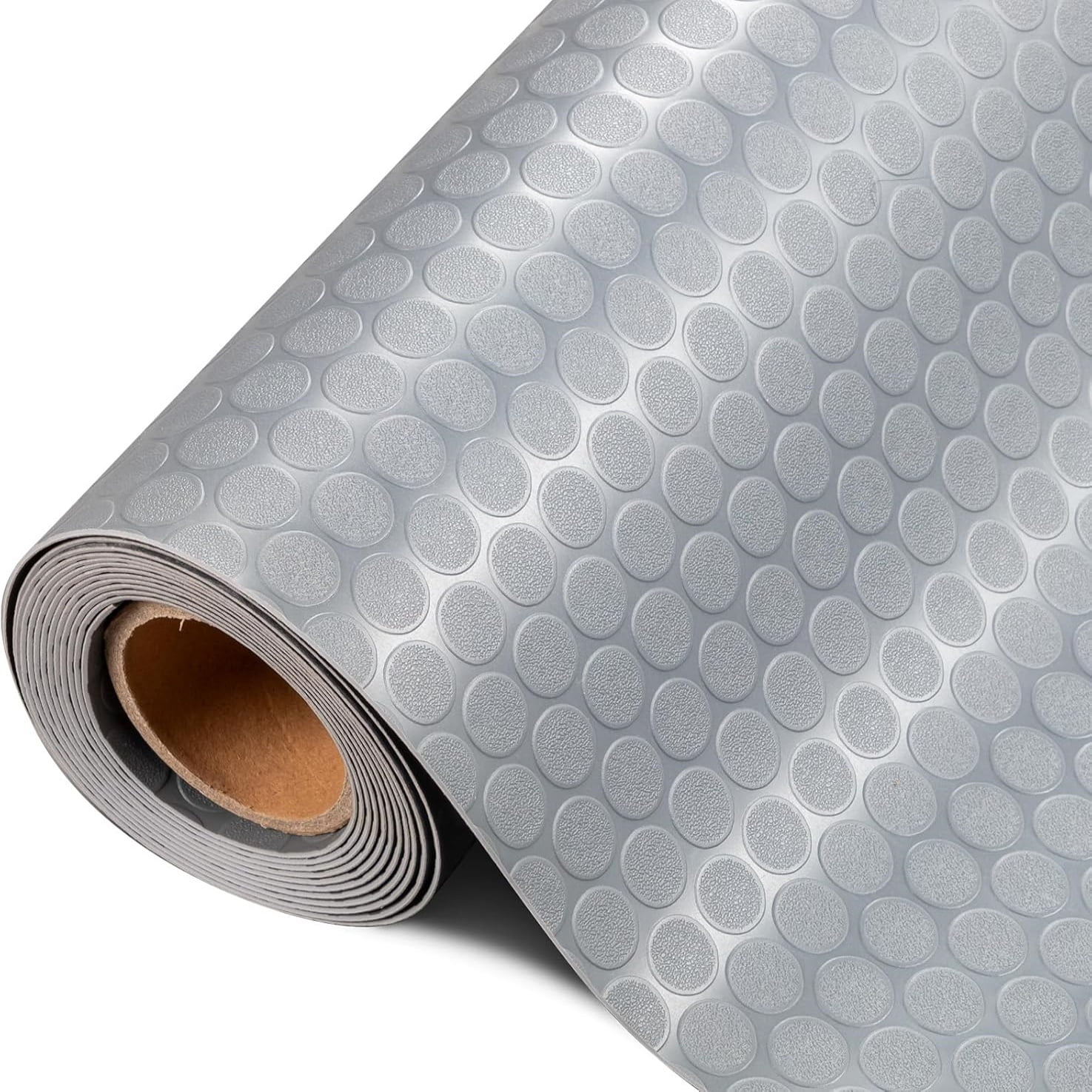 Ktaxon 7.5 x 17 FT Garage Floor Mat, Thickened Coin Plate PVC Garage Mats Flooring Roll for Under Car, Garage Car Parking Mats for Compact SUVS, Sports Car, Gray