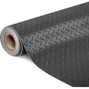 Ktaxon 7.5 x 17 ft Garage Floor Mat, Thickened Diamond Plate PVC Garage Mats Flooring Roll for Under Car Compact SUVS, Sports Car, Black