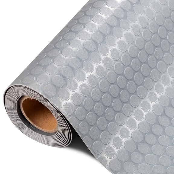 Ktaxon 7.5 x 17 ft Garage Floor Mat, Thickened Coin Plate PVC Garage Mats Flooring Roll for Under Car Compact SUVS, Sports Car, Sliver