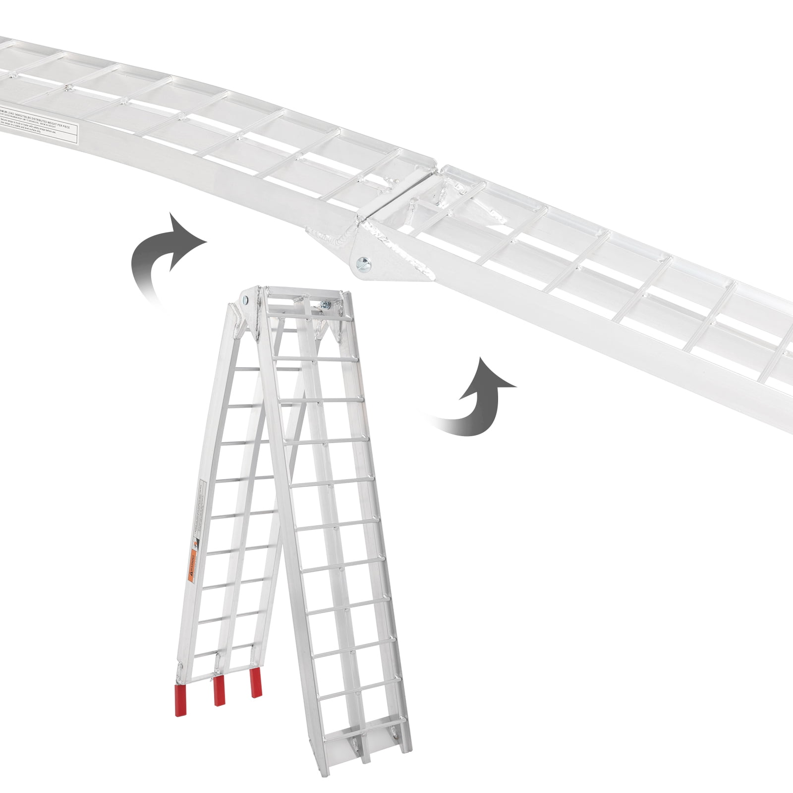 Ktaxon 7.5ft Heavy Duty Three-section Aluminum Arched ATV UTV Ramp Silver