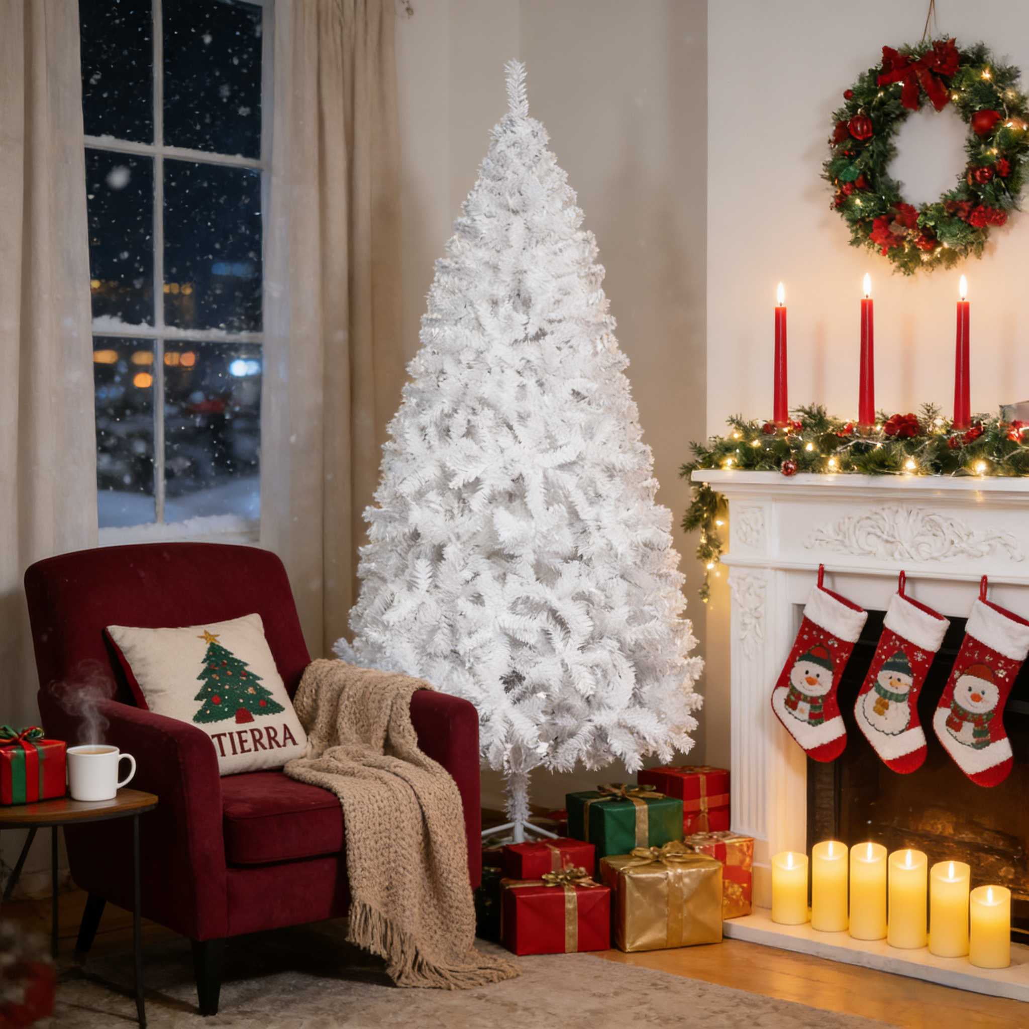 ＭＡＳ＠ＴＫ Ktaxon 7.5ft White Christmas Tree Artificial Christmas Tree