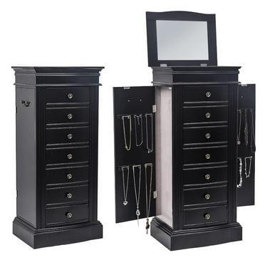 Ktaxon 7-Drawer Jewelry Cabinet Armoire Front Storage Chest Stand Organizer Black