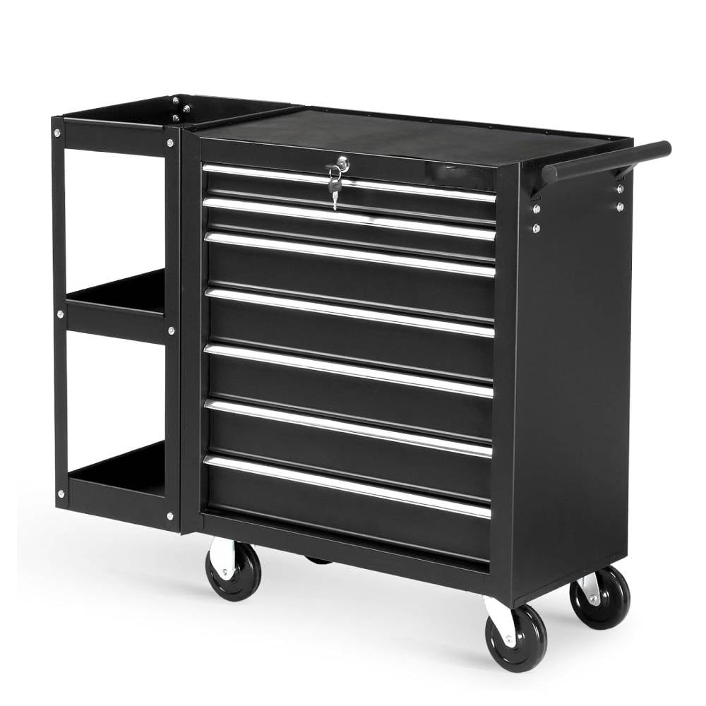 Ktaxon 7-Drawer Rolling Tool Chest with Side Shelves, Lockable
