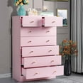thumbnail image 1 of Ktaxon 7 Drawers Dresser Chests for Bedroom, Wood Chset of Drawers,Dressers Organizer for Bedroom, Living Room,Hallway, Pink, 1 of 11
