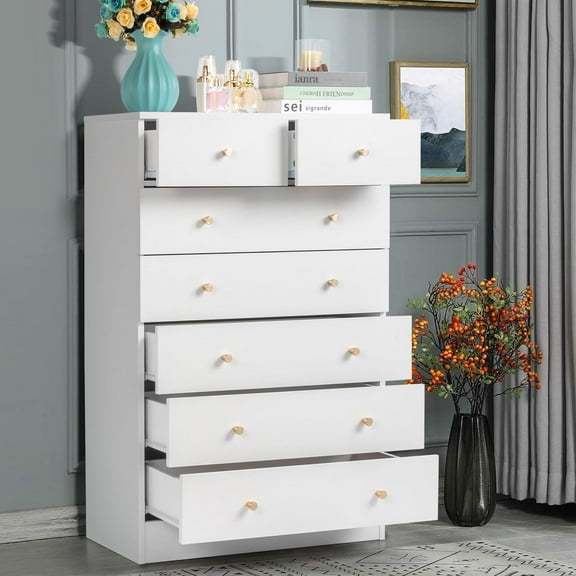 Ktaxon 7 Drawers Dresser Chests for Bedroom, Wood Chset of Drawers,Dressers Organizer for Bedroom, Living Room,Hallway, White
