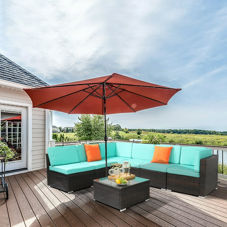 Ktaxon 7 Piece Rattan Wicker Outdoor Sofa Set with Corner Table for Deck Patio Garden Walmart
