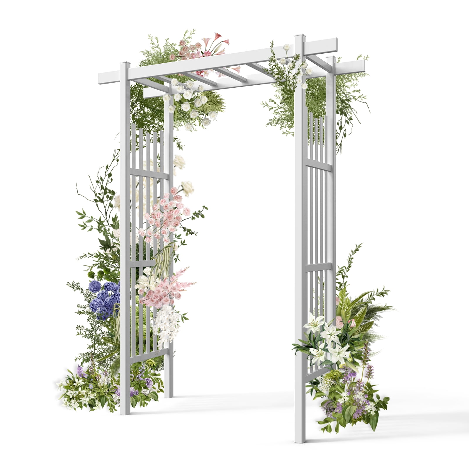 Elegant White Vinyl Garden Arbor Arch for Climbing Plants