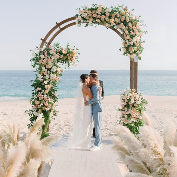 Ktaxon 7' Wooden Arbor Garden Arbor Trellis Arch Outdoor Backdrop Stand Archway for Plants Wedding, Vertical grid-shaped