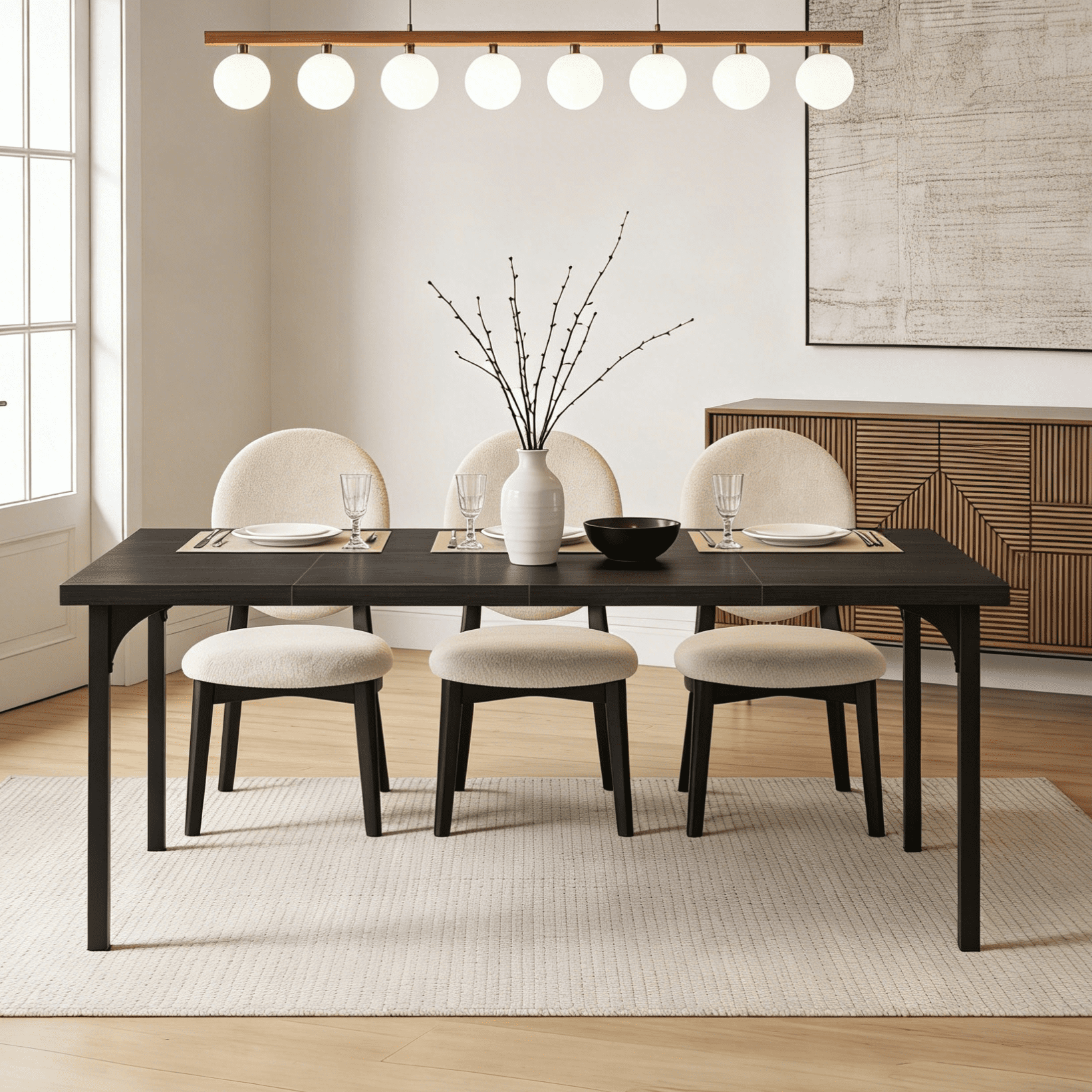 Ktaxon 70.8" Dining Table for 6~8, Farmhouse Kitchen Table Large Rectangle Dinner Table for Home, Dining Room, Kitchen, Black