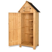 Ktaxon 70'' Garden Storage Shed Wooden Tool Storage Cabinet w/ Asphalt Roof,Shelves,Lockable Door