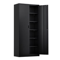 Ktaxon 71"H Metal Garage Storage Cabinet, Heavy Duty Steel Utility Locker with 5 Adjustable Shelves, for Home, Office, Warehouse, Garage, Black