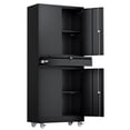 thumbnail image 1 of Ktaxon 71" Tall Steel Storage Cabinet with 4 Locking Doors & Lockable Drawer, Adjustable Shelves, Rolling Pantry Cupboard, Black, 1 of 10