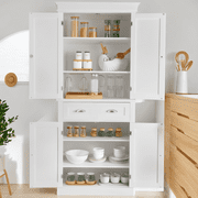 Ktaxon 72" Kitchen Pantry Cabinet with Doors and Shelves, Sideboard Storage, White