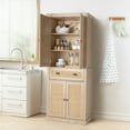 thumbnail image 1 of Ktaxon 72" Kitchen Pantry Cabinet with Doors and Shelves, Sideboard Storage, Rattan, 1 of 14