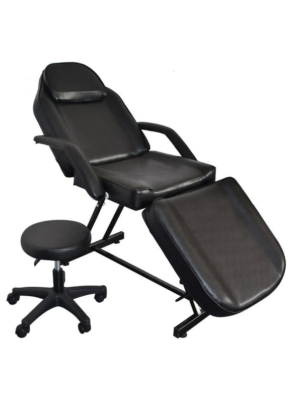 Ktaxon 73" L Portable Adjustable Tattoo Chair, Massage Table Chair Bed Couch Barber Shop Equipment, with Stool, for Salon Beauty Physiotherapy Facial SPA Household
