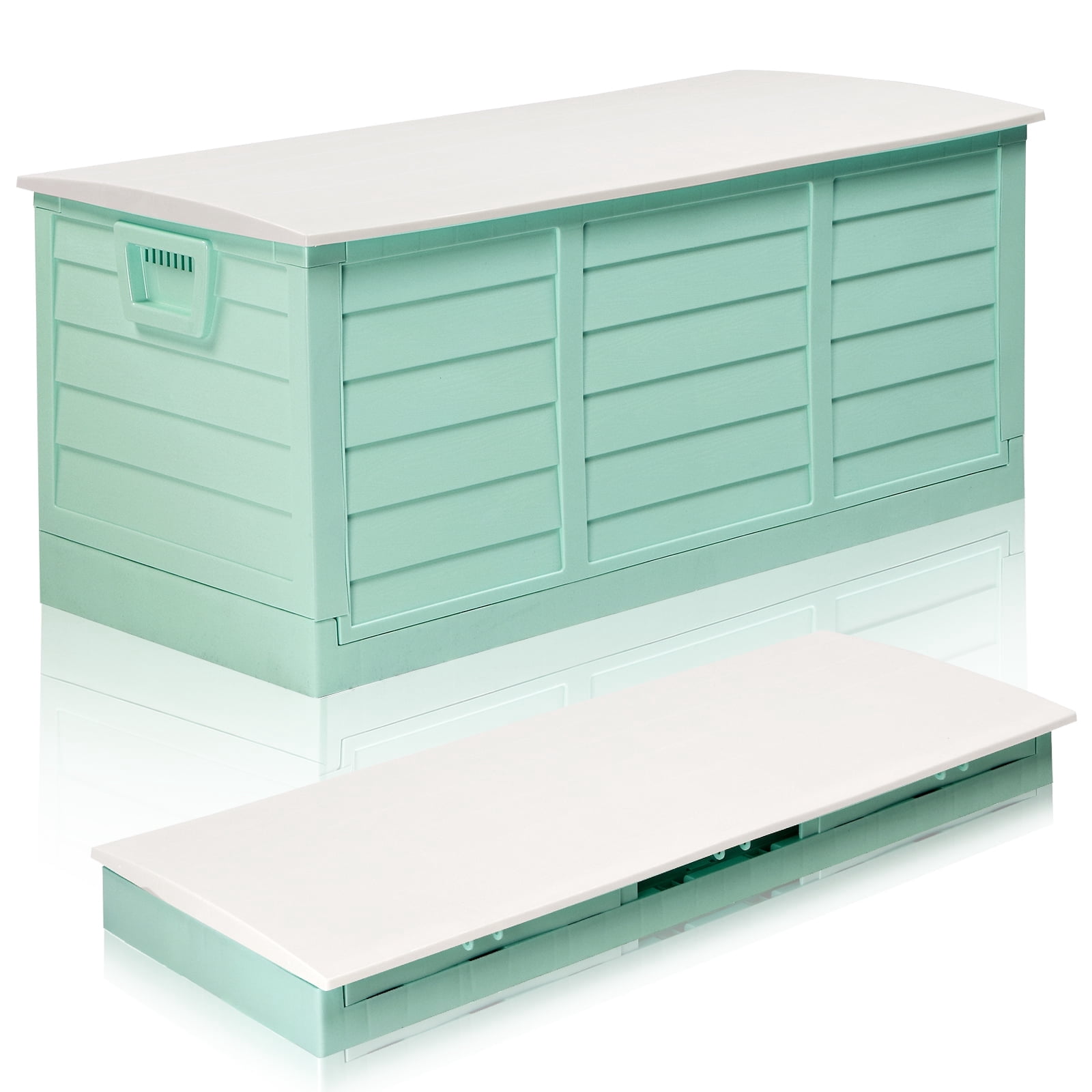 Ktaxon 75gal Outdoor Storage Box, Collapsible Resin Deck Container