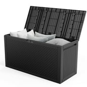 Ktaxon 90 gal Outdoor Garden Plastic Storage Deck Box Black