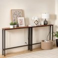 thumbnail image 1 of Ktaxon 79in Entryway Table with Charging Station, 2-Piece Brown & Metal Console Table Set, Narrow Sofa Side Table with 2 Outlets for Foyer, Living Room, 1 of 8