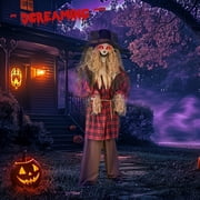Ktaxon 8.2ft Scarecrow Animated Halloween Decoration Creepy Halloween Animatronics w/ Pre-Recorded Screaming