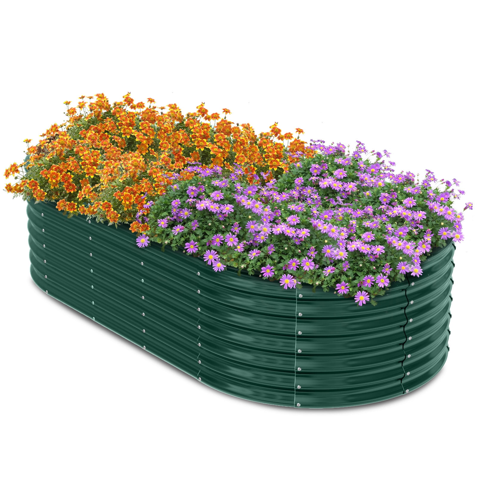 Ktaxon 8x4x2 FT Metal Raised Garden Bed, Heavy Duty Outdoor Planter Box for Vegetables & Flowers, Green