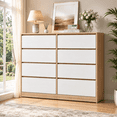 thumbnail image 1 of Ktaxon 8 Drawer Double Dresser Wood Dresser Organizer Storage Cabinet Chest of Drawers for Bedroom Hallway Living Room, White, 1 of 17