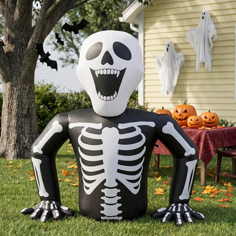 Ktaxon 6' Halloween Inflatables Light Up Skeleton Ground Breaker Outdoor Decorations,Blow up Halloween Yard Decor