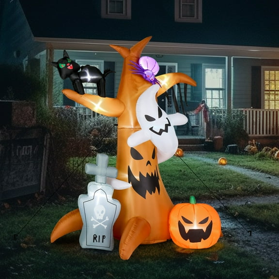 Ktaxon 8' Halloween Inflatables Outdoor Halloween Decoration with LED Lights Blow up Tree