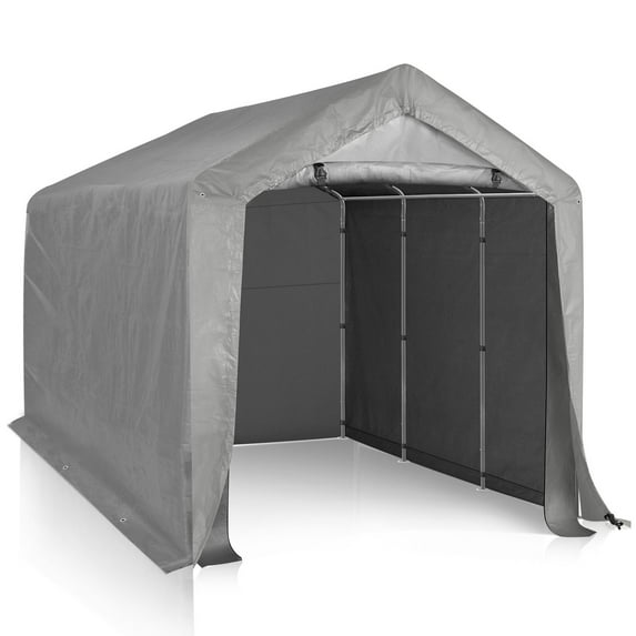 Ktaxon 8'x12' Metal Carport, Outdoor Heavy Duty Car Tent with Rolled up Zipper Door, Portable Garage Car Shelter Shade for Car, Motorcycles, Bikes and Outdoor Tools