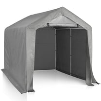 Ktaxon 8'x8' Metal Carport, Outdoor Heavy Duty Car Tent with Rolled up Zipper Door, Portable Garage Car Shelter Shade for Car, Motorcycles, Bikes and Outdoor Tools