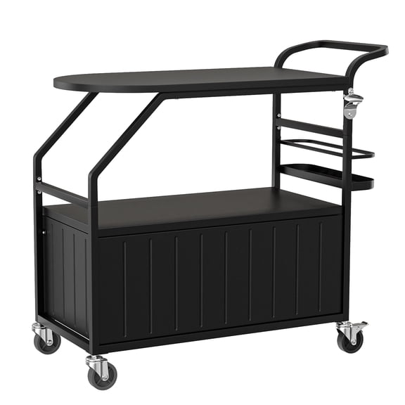 Ktaxon 80QT Rolling Cooler Cart with Table Top, Portable Ice Chest with Wheels and Drain Plug, Outdoor Beverage Cooler with Side Shelf, Black Metal Frame for Patio, Pool, Party, BBQ (Black)