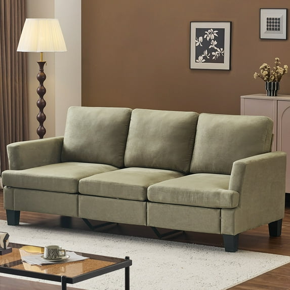 Ktaxon 83" Sofa with 3 Seater, Faux Suede Couch with Deep Seat, Ergonomic Design, Removable Cushions for Living Room Bedroom Office, Olive Green
